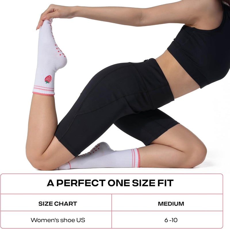 CoolMate Store Pilates Socks with Grips for Women, Yoga Socks, Crew Non Slip Women for Barre, Pilates Gifts - Image 4